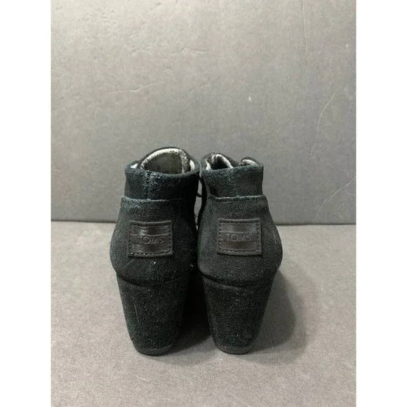 TOMS Black Suede Wedge Ankle Boots sz. 7 - Picture 8 of 8